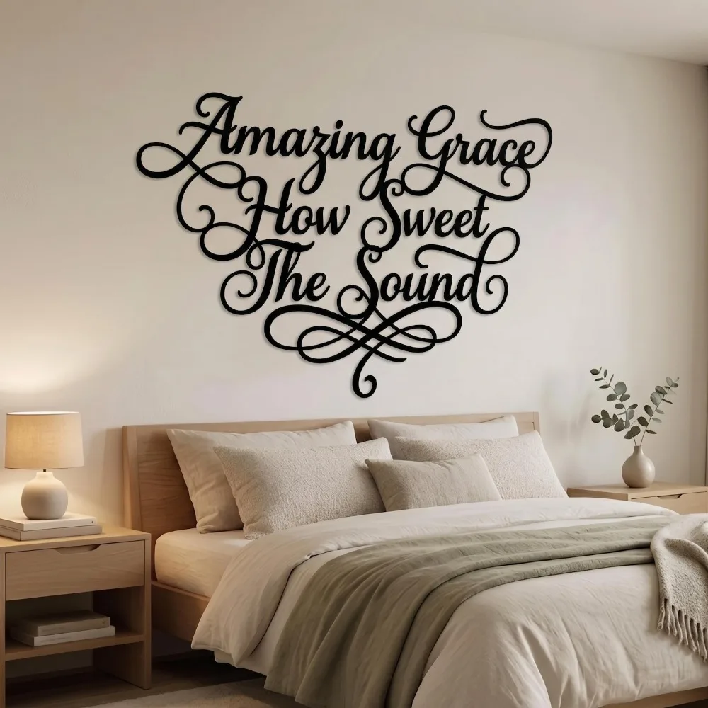 1pc Amazing Grace Christian Metal Wall Art Sign Religious Faith Hymn Wall Hanging Decor Ideal Gift Faith Family