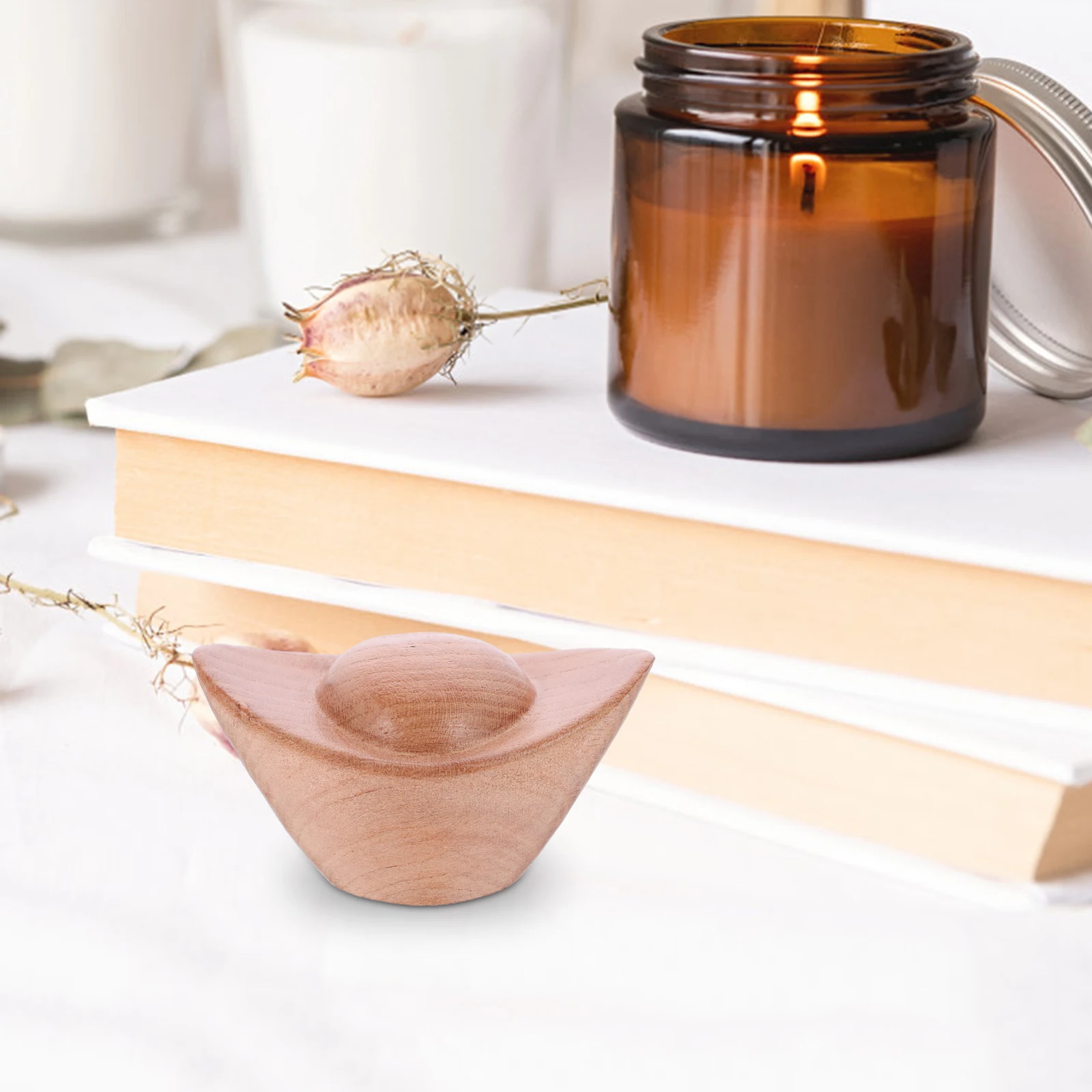 

Peach Wood Ingot Figurines Exquisite Hand-Carved Ingot Statues Unique Accent Piece for Desktop