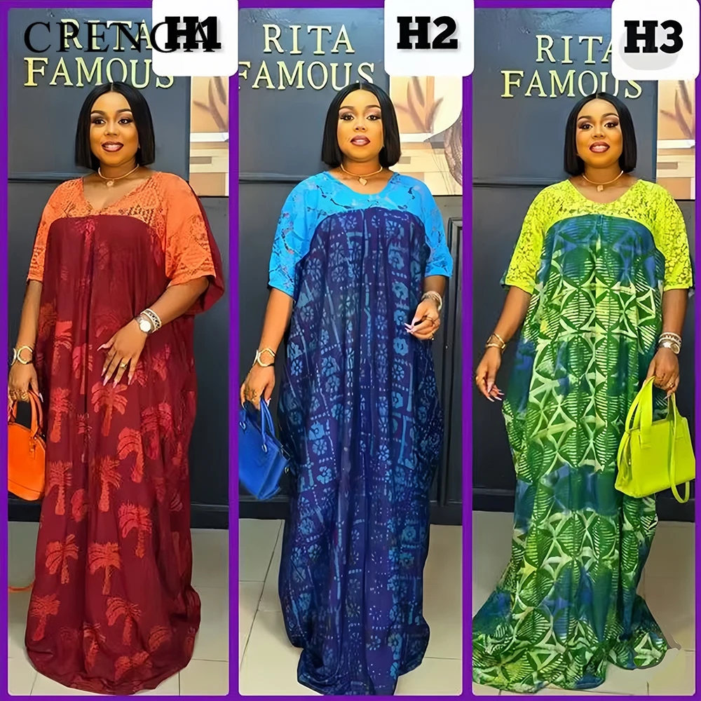 

Plus Size African Dashiki Clothes for Women 2025 Summer Elegant Lady Party Outfit Traditional Ankara Dress New Print Turkey Gown