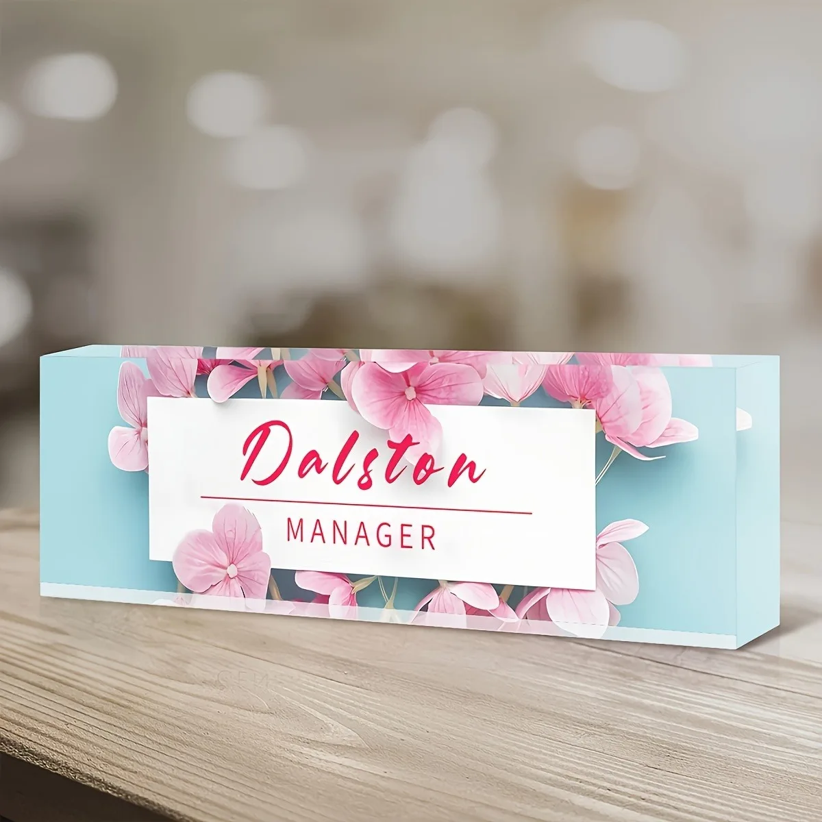 Individuelles Blumen-Acryl-Schreibtischnamensschild, Personalisierte Büro-Schreibtischdekoration, Ideales Geschenk für den Schreibtisch