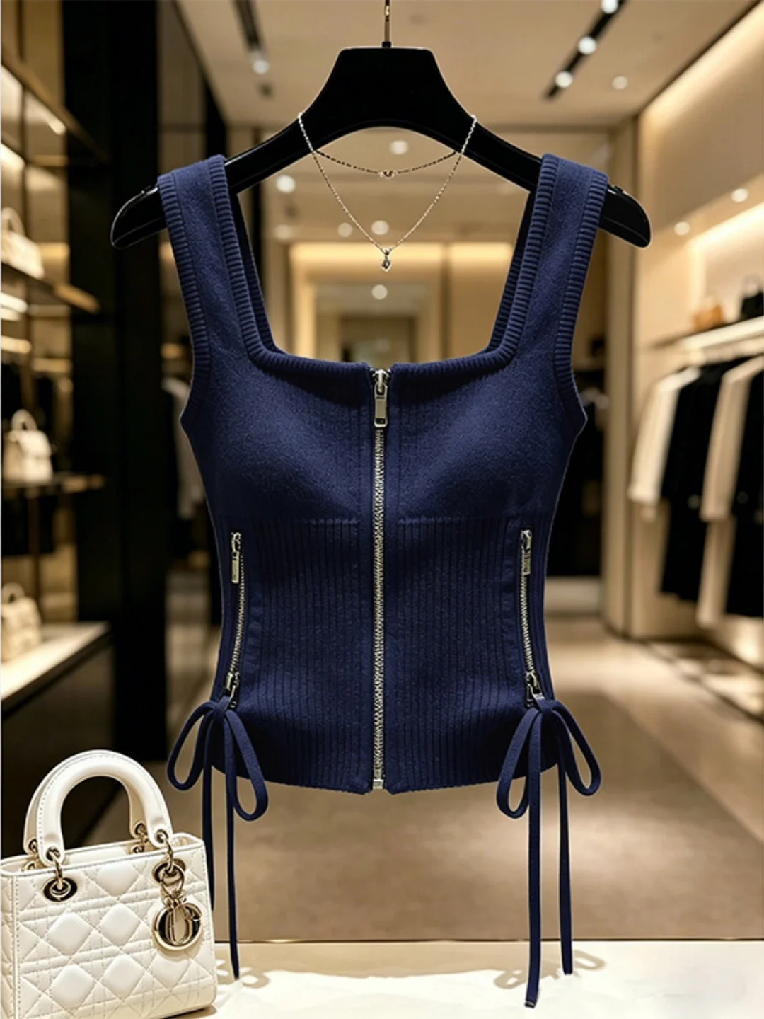 Fashionable Dopaamine Style Short Strapless Crop Top for Women Trendy Breathable Pullover Summer Vest with Zipper Closure