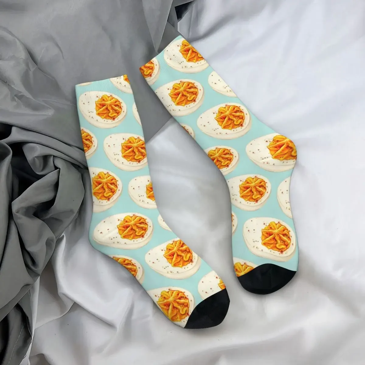 Deviled Egg Pattern - Blue Socks Harajuku Super Soft Stockings All Season Long Socks Accessories for Man's Woman's Gifts