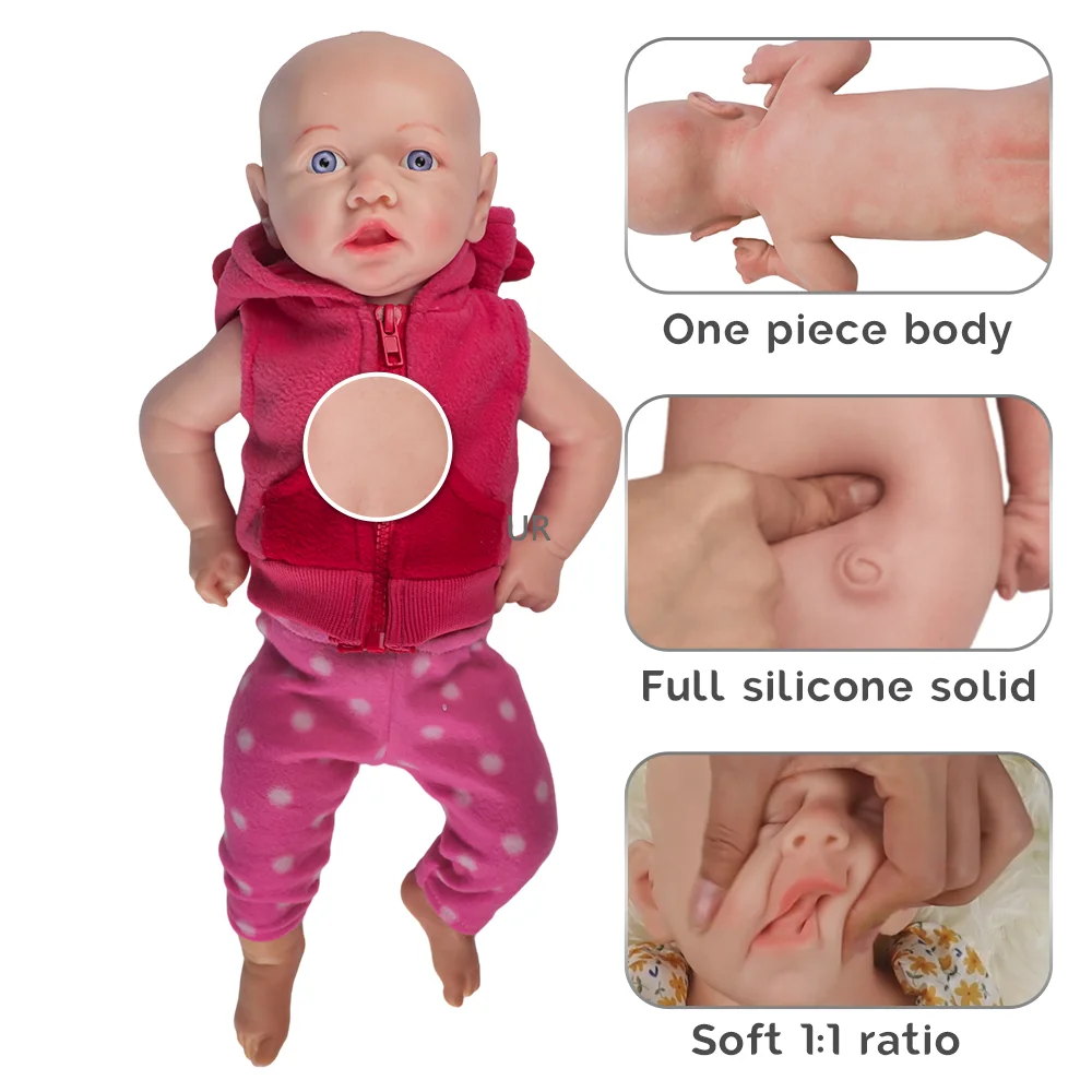 

Festival Gift Human Baby Doll 2.8Kg 6.1Lbs Realistic Soft 18 Inch 44Cm Full Solid Silicone Sleepy Closed Eyes Reborn Baby Girl