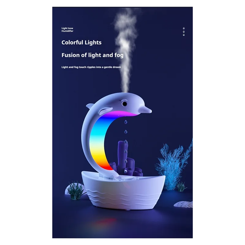 

Dolphin Water Droplet Humidifier Bluetooth Speaker, Light Tone Humidifier, Colorful Lights-A57X
