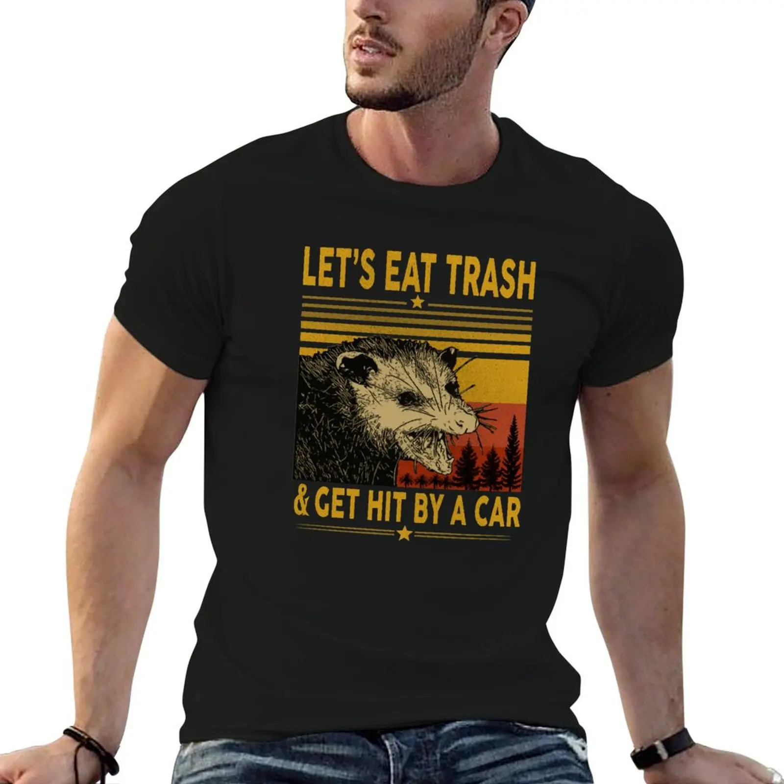 Let's Eat Trash Get Hit By A Car T-Shirt Work Daily Short Sleeve Top
