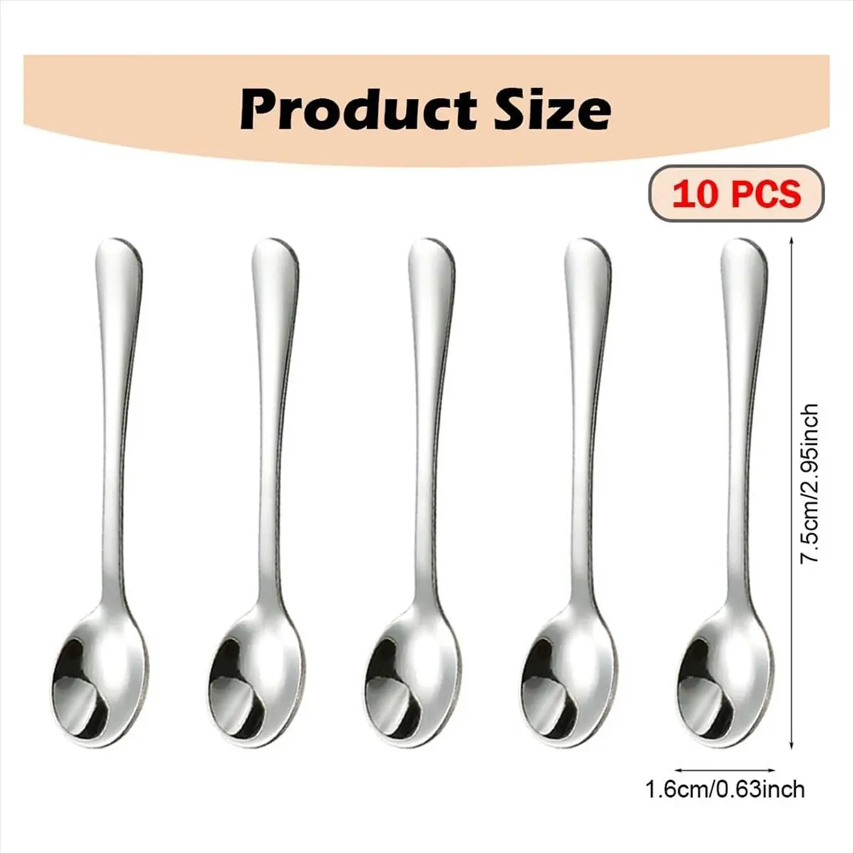B-est 10 PCS Condiment Spoons Stainless Steel Mini Spoons 3 Inches Cute Small Spoons Silver Tiny Spoon for Powder Spices Jars