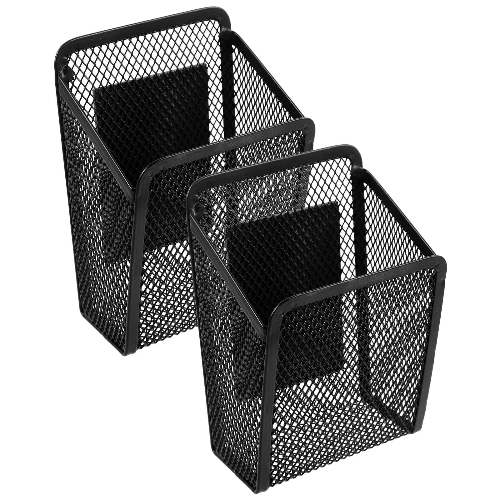 

2 Pcs Storage Basket Magnetic Pen Holder for Fridge Mesh Pencil Marker Holders Magnets Locker Accessories Organizers Cup Square