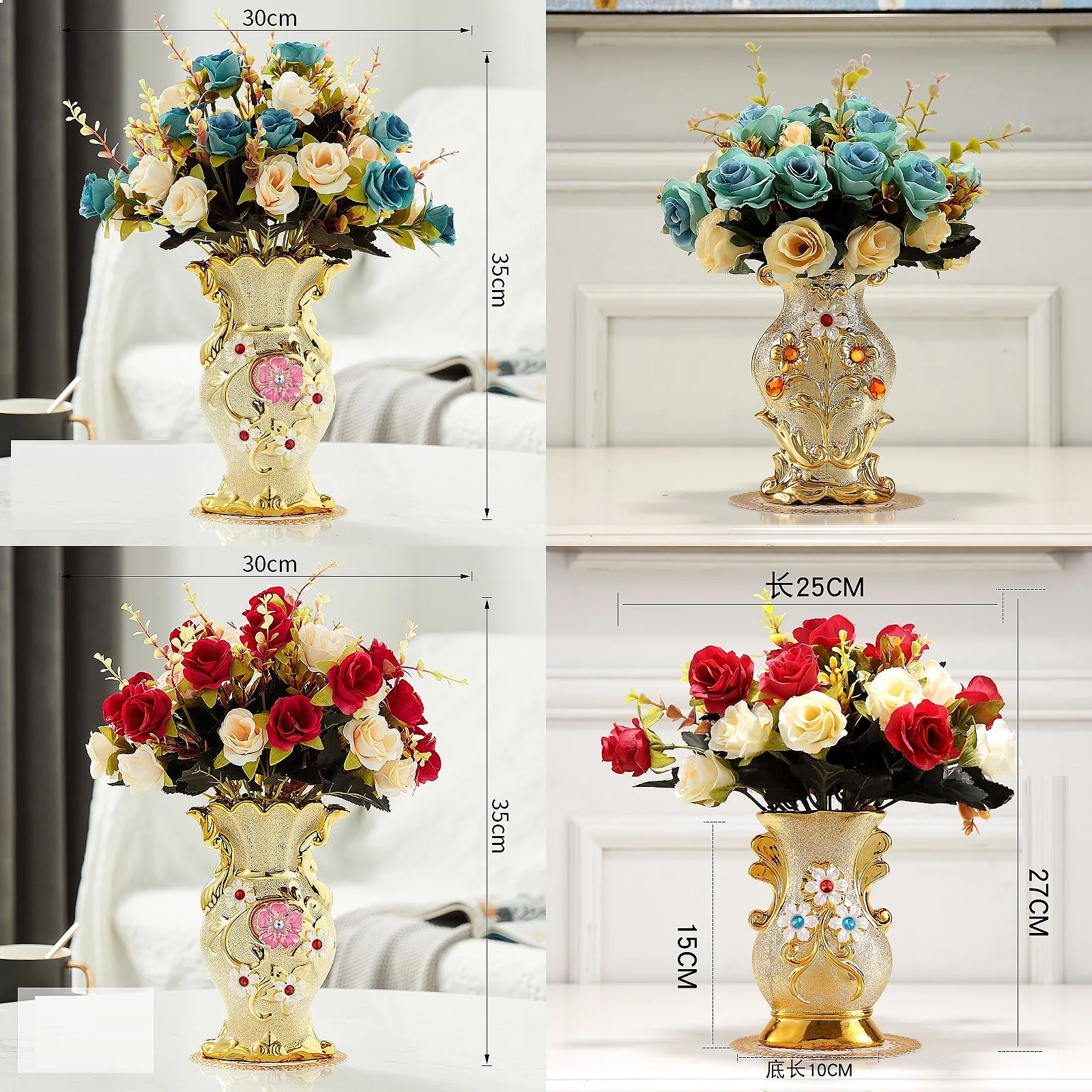Vintage Gilt Frosted Porcelain Vase Advanced Ceramic Flower Vase for Home Study Hallway Wedding