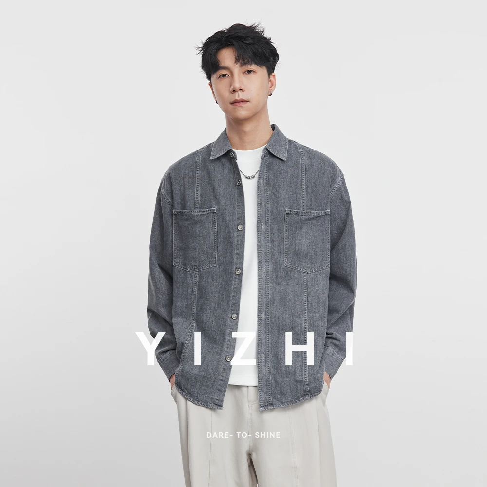 

Fashion Men's Japanese Washed Workwear Long Sleeve Shirt 2025 Spring and Autumn New Loose Casual Lapel Shirt Men's Jacket