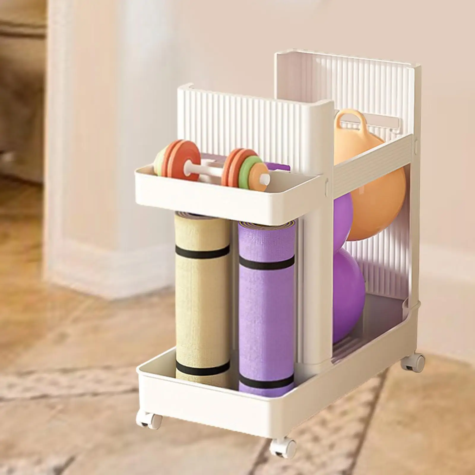 Yoga Mat Storage Rack Dumbbell Rack Workout Equipment Organizer Cart Weight Rack