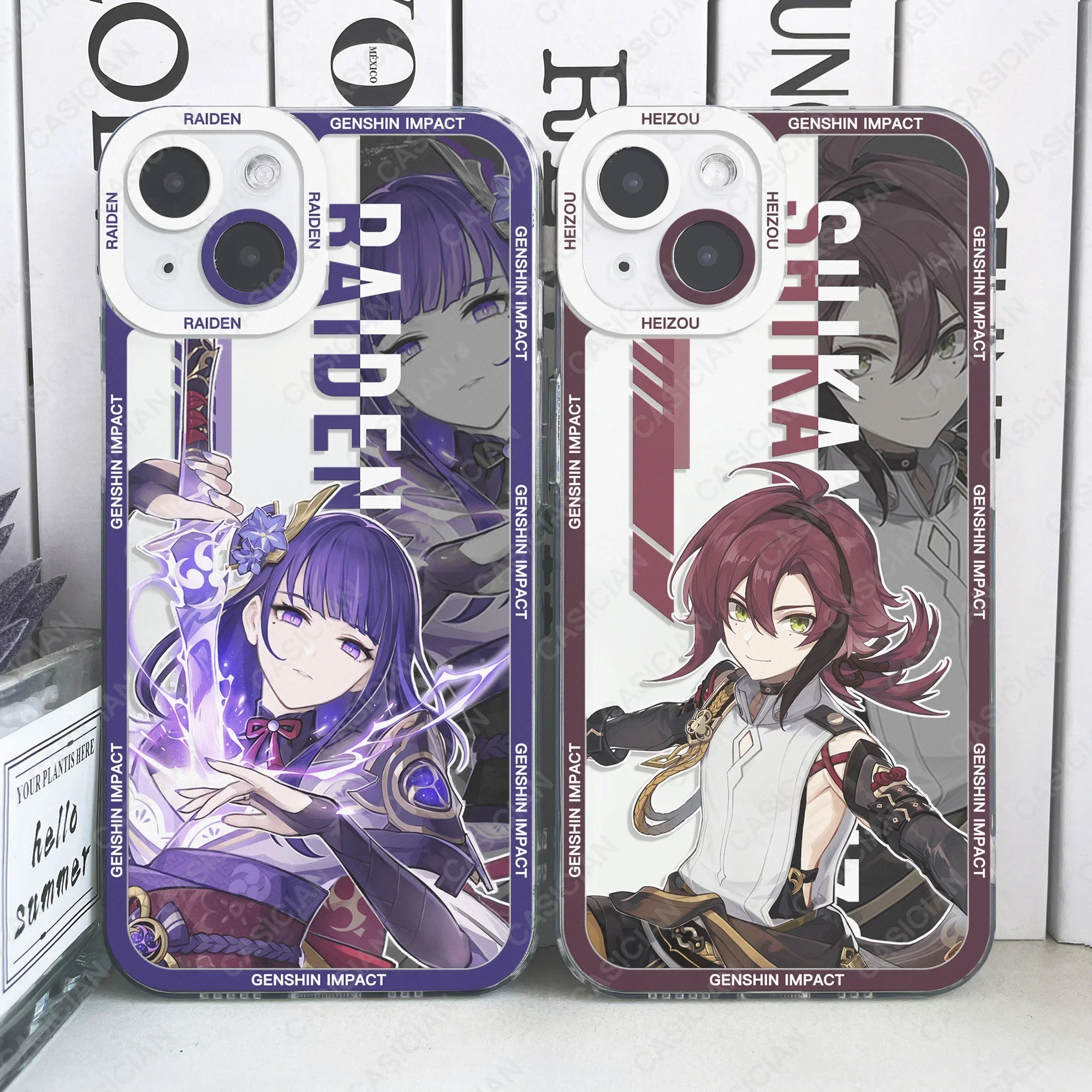 Genshin Impact Noelle Qiqi Raiden Rosaria Kokomi Shenhe Heizou Phone Case For iPhone 16 15 Pro Max 14 Plus 13 Mini 12 11 Cover