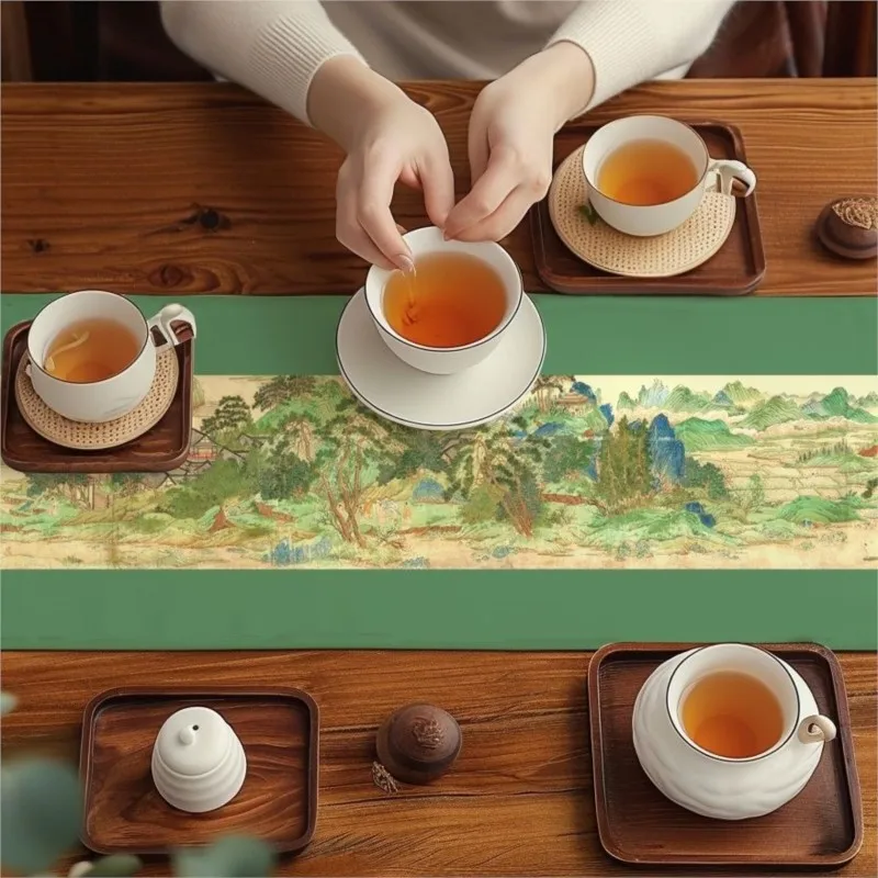 Modern Waterproof Cloth Tea Cloth Table Flag Cushion Zen Style Chinese Tea Mat Tea Table Simple Long Strip Tea Table Flag ZG909