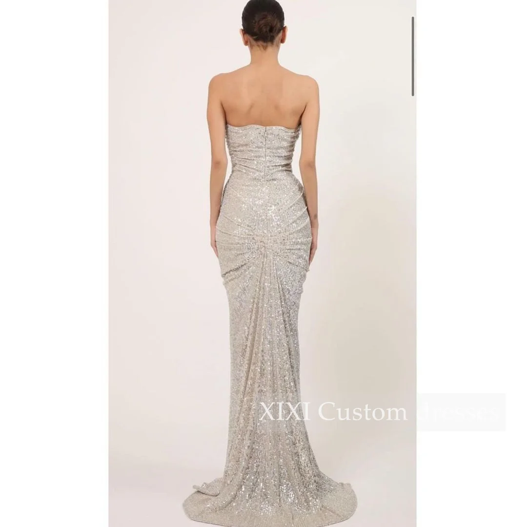 XIXI Evening Dress Customize Mermaid Strapless Floor-Length Sleeveless Zipper Up Formal Occasion Dresses Party Dresses