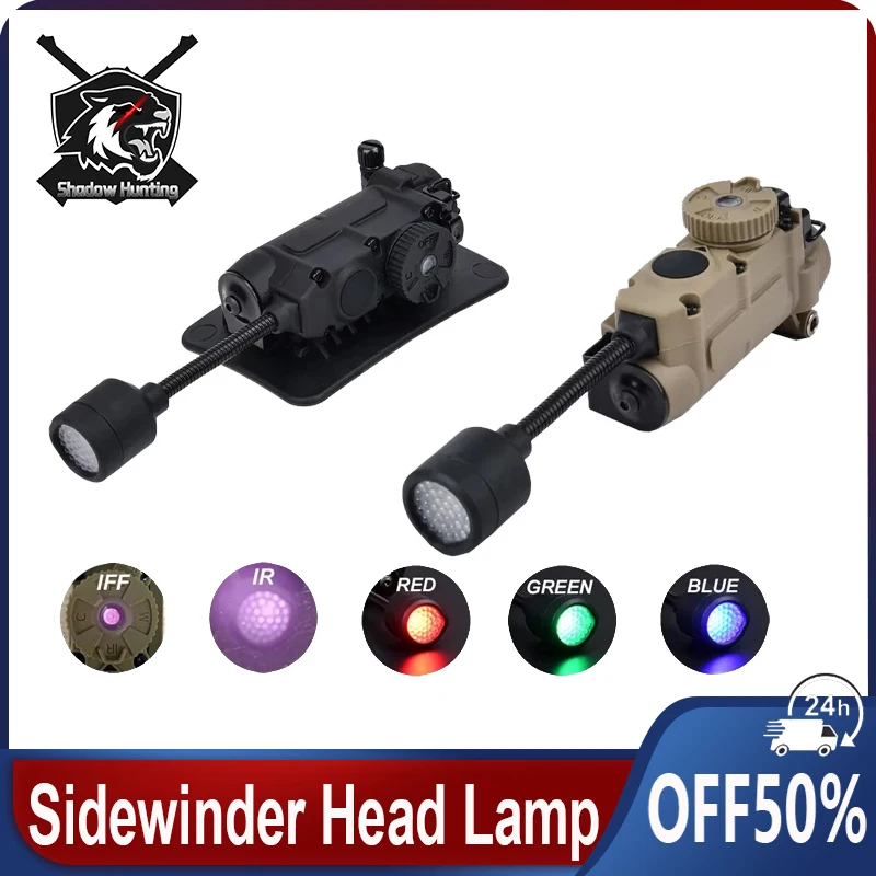 

Tactical Sidewinder Head Lamp Helmet Strobe Light Red Green Blue White IR Light LED Strobe IFF Outdoor Hunting Auxiliary Lightin