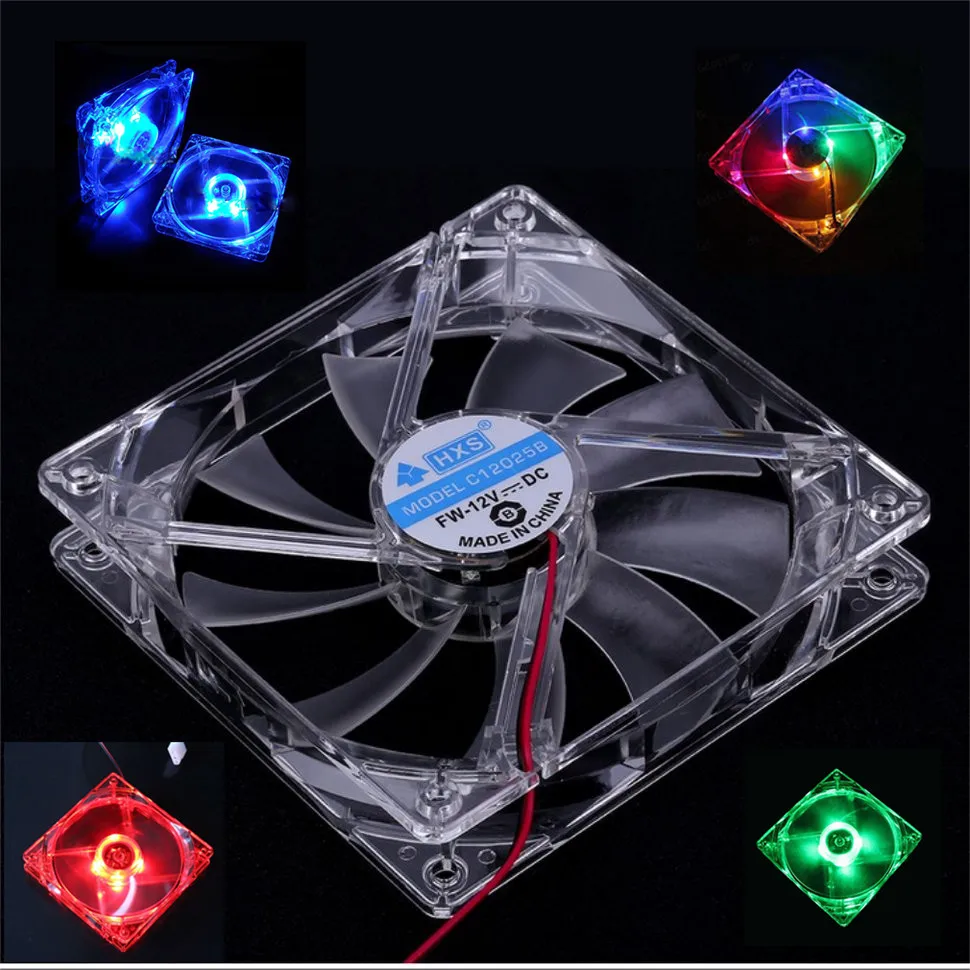 PC Computer CPU Fan 80mm Cooling Fan with Blue Colorful Light 8025 8cm Silent DC 12V 4 LED Luminous Chassis fan Case Cooler