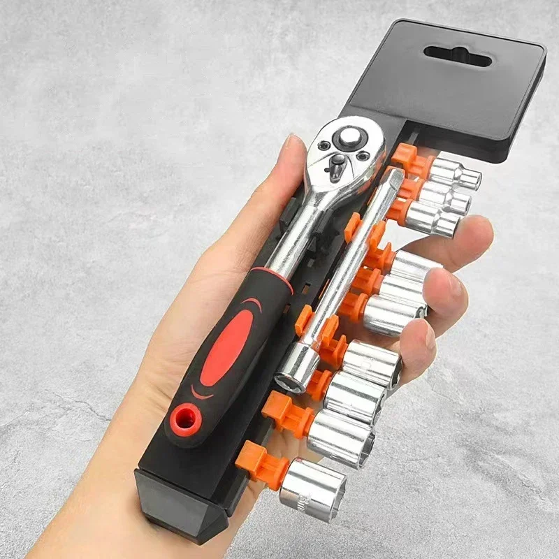 12pcs ratchet wrench set, quick repair tool for cars and motorcycles, auto repair socket, portable repair set Accessories