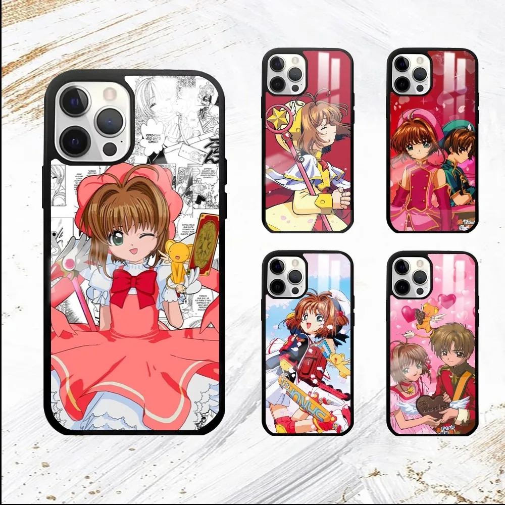 Japanese Anime C-Cardcaptor S-Sakura Phone Case For iPhone 16 15 14 13 12 11 Pro Max Plus Mini PC Mirror Fashion  phone case