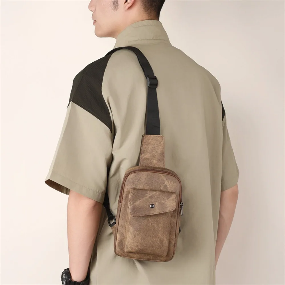 Large Capacity Male Chest Bag Waterproof Multifunctional Mobile Phone Bag Korean Style Casual Sports Chest Bag Travel