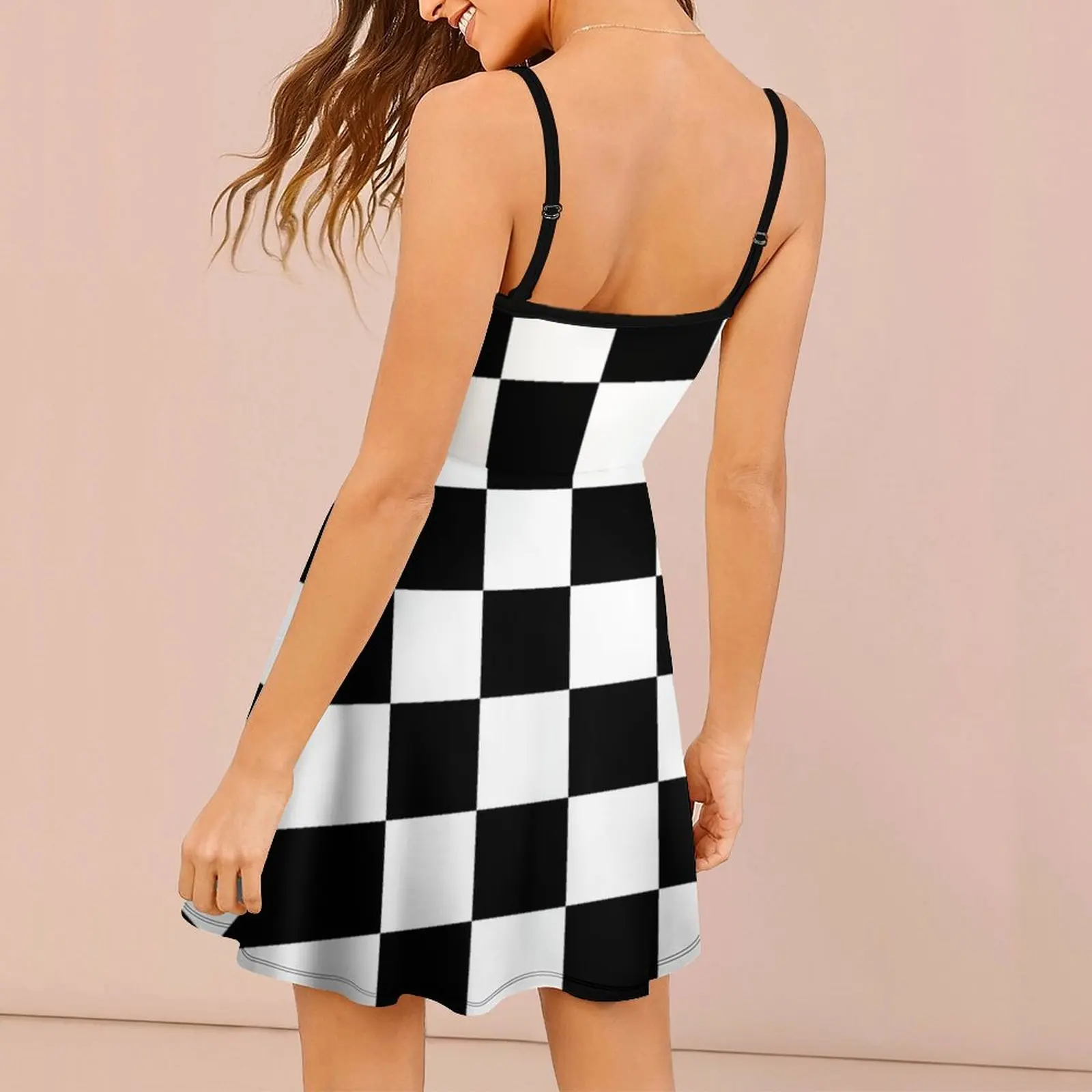 Checkered Flag. Chequered Flag. Motor Sport. Checkerboard Women's Sling Dress  Strappy Dress Classic Sexy  Woman's Dress  Clubs