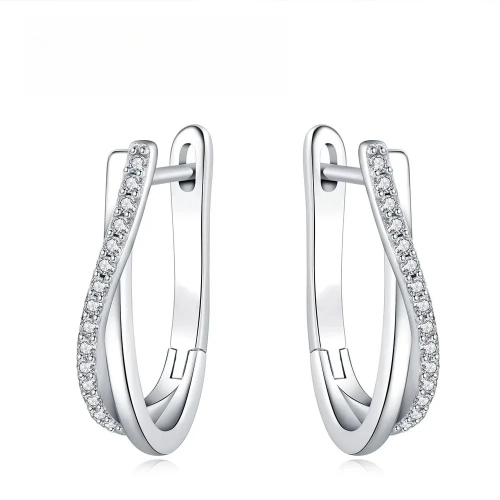 

1.5mm All Moissanite Hoop Earrings For Women GRA Certified 1.5mm Diamond Versatile Jewelry s925 Sterling Silver Twisted Earring