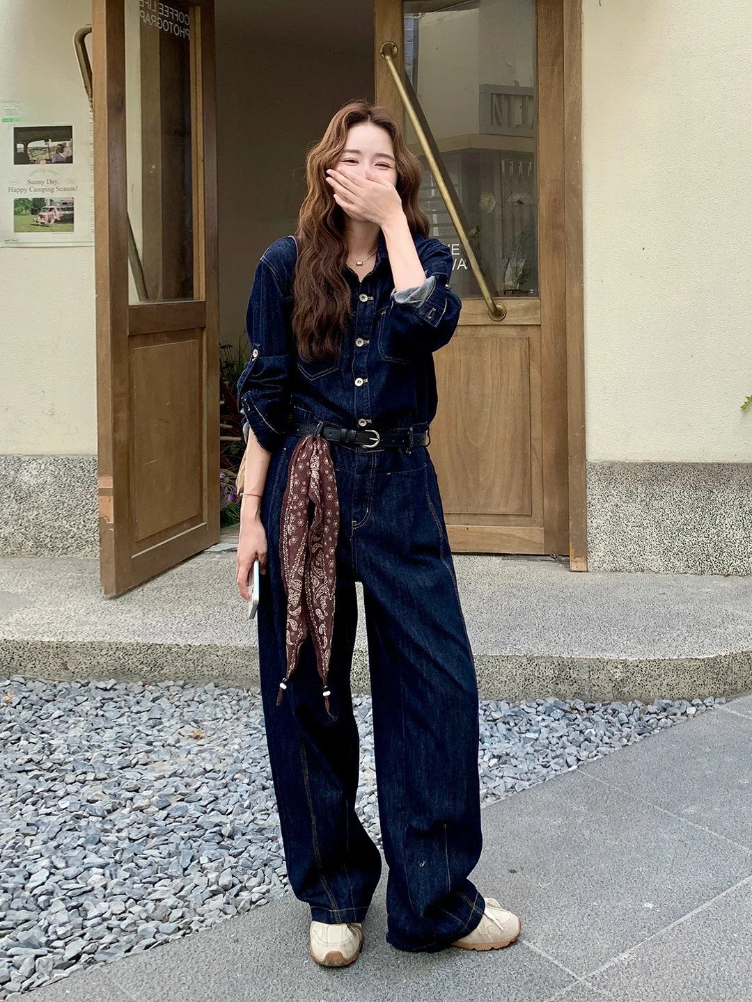 

Faionable Denim Overalls Women's Sle Trendy Small Size Age-Defng One-Piece Pants High Waist Long Leggings Autumn 2025