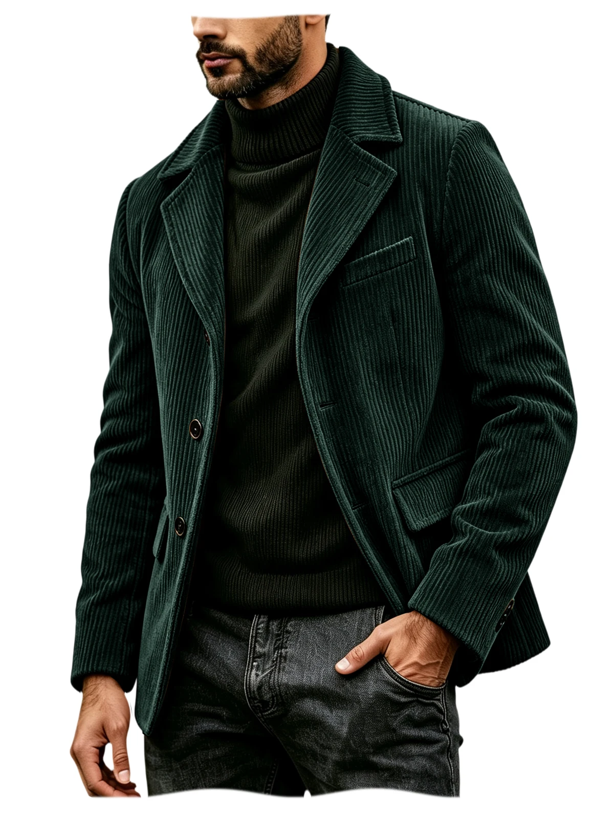 Men's Corduroy Suit Jacket Vintage Notched Lapel Single Breasted Loose Fit Casual Blazer High Quality Fashion Sport Coat Busines 14