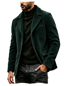 Men's Corduroy Suit Jacket Vintage Notched Lapel Single Breasted Loose Fit Casual Blazer High Quality Fashion Sport Coat Busines 14