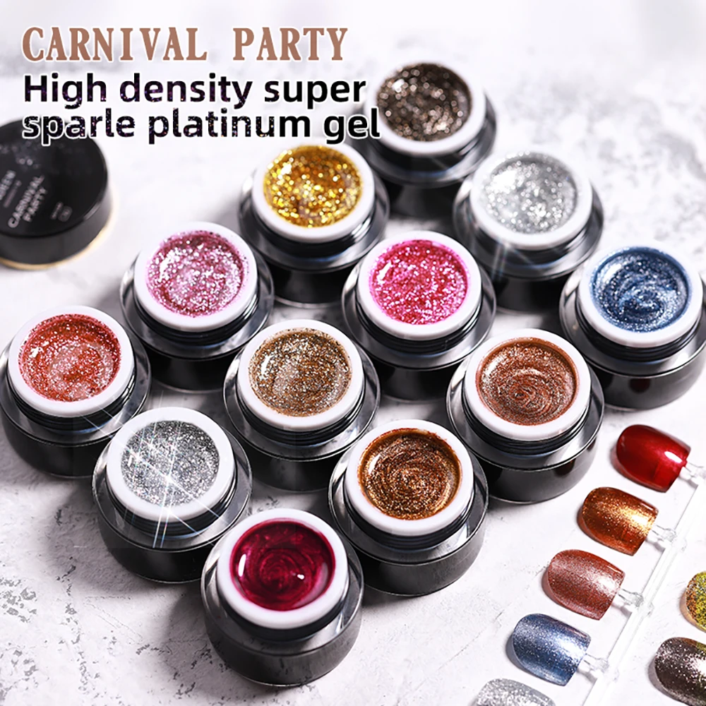 Vendeeni 12 Color Japanese Style Glitter Platinum Gel Nail Polish Party Orgy Sparkling UV Soak Off Gel Varnish Shiny Gel Lacquer