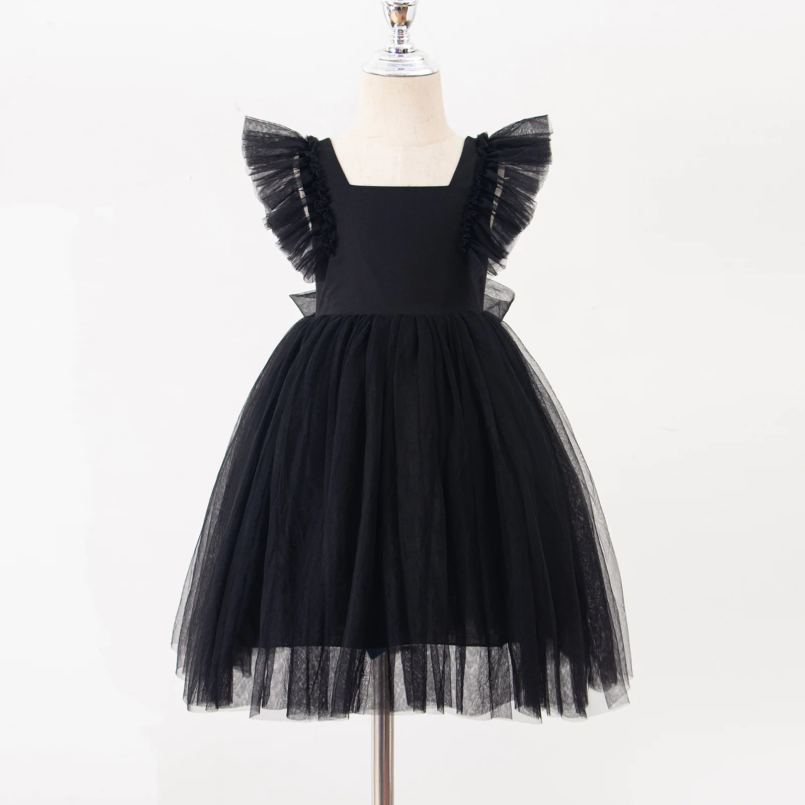 

Детское платье с короткими рукавами, летнее новое стильное платье принцессы для девочек, стильное пышное платье без рукавов для детей