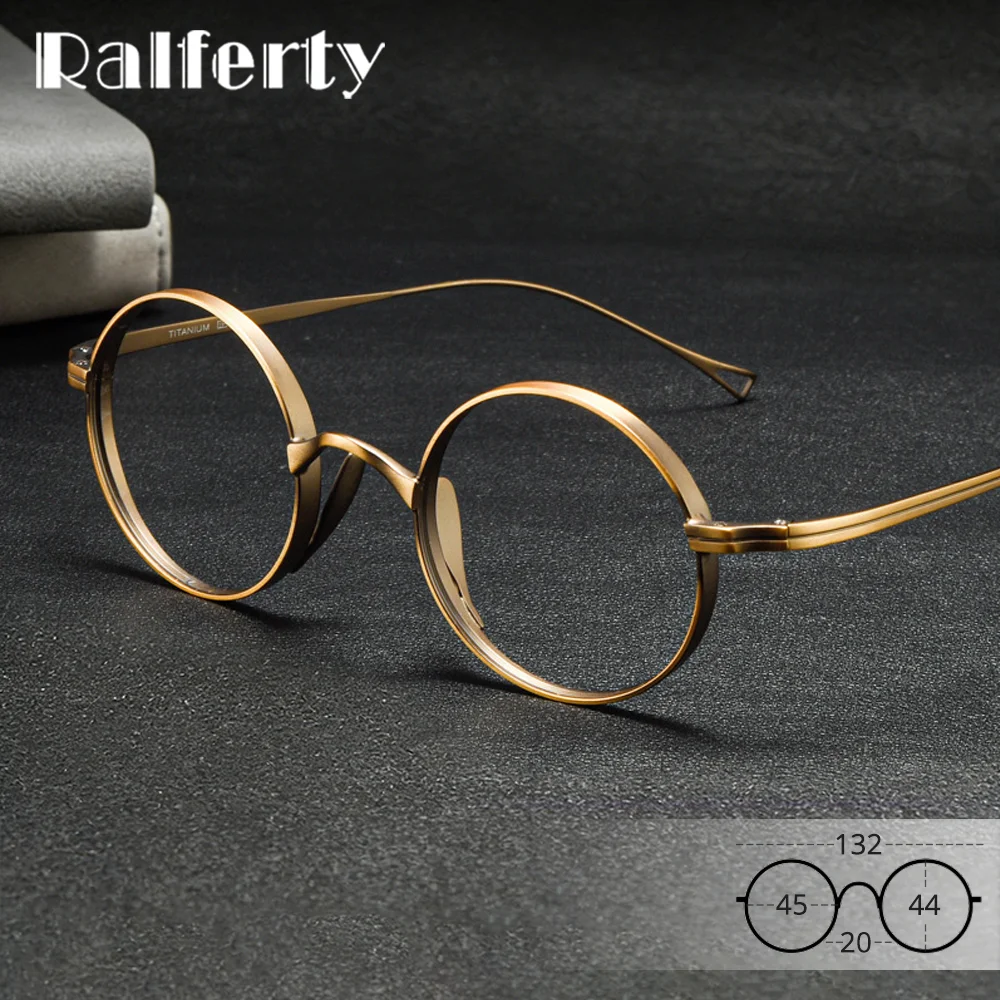 

Очки Ralferty Titanium Round Vintage Retro: Металлическая оправа, гибкие линзы без диоптрий, японский стиль, для мужчин