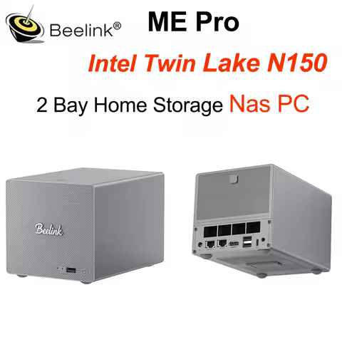 Beelink ME Pro Intel Twin Lake N150 2 Bay Nas Mini PC LPDDR5 16GB 512GB M.2 2280 NVMe SSD Wifi6 BT5.4 Home Storage Nas PC