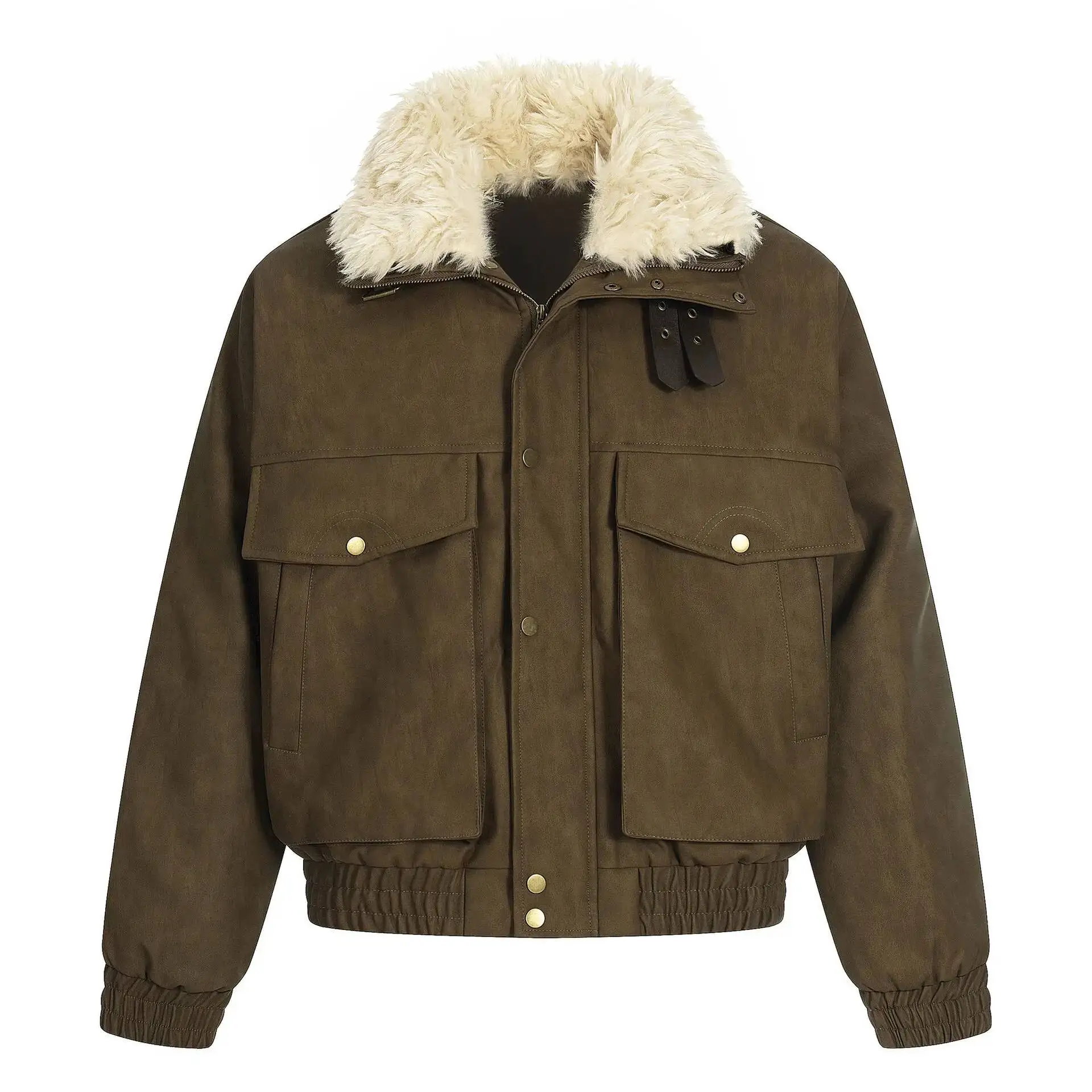 Winter New Style Parka Jacket, Unisex Stand-up Collar, Leather Buckle and Fur Lining, Thick and Warm, Unique Design Coat