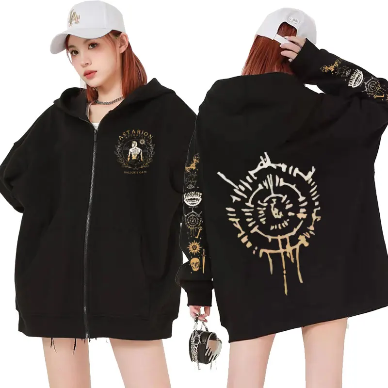 Limited Astarion Baldurs Gate 3 Girl Dinner Zip Up felpe uomo donna Harajuku Y2k felpa con cerniera Fashion Vintage Style felpa con cappuccio