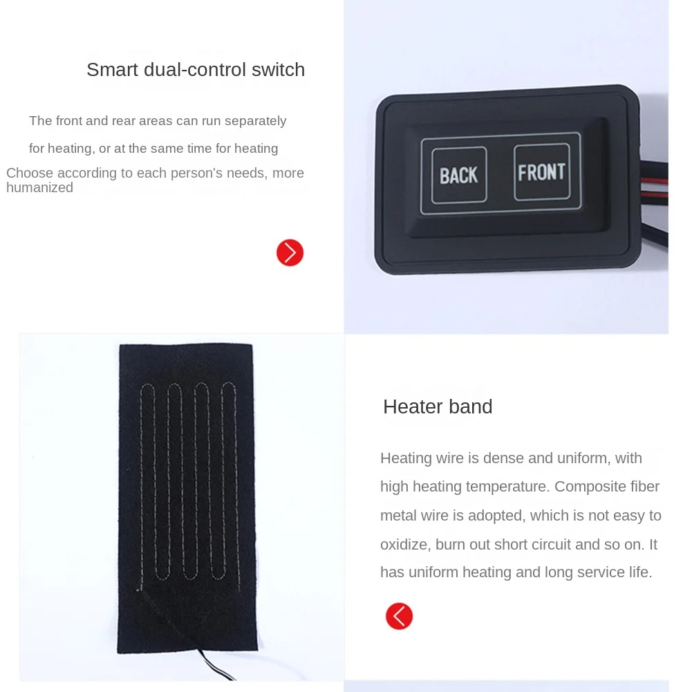 AB68 USB 衣類ヒーターパッド 3 ギア調整可能な温度電熱シートウォーマーパッドベストジャケット