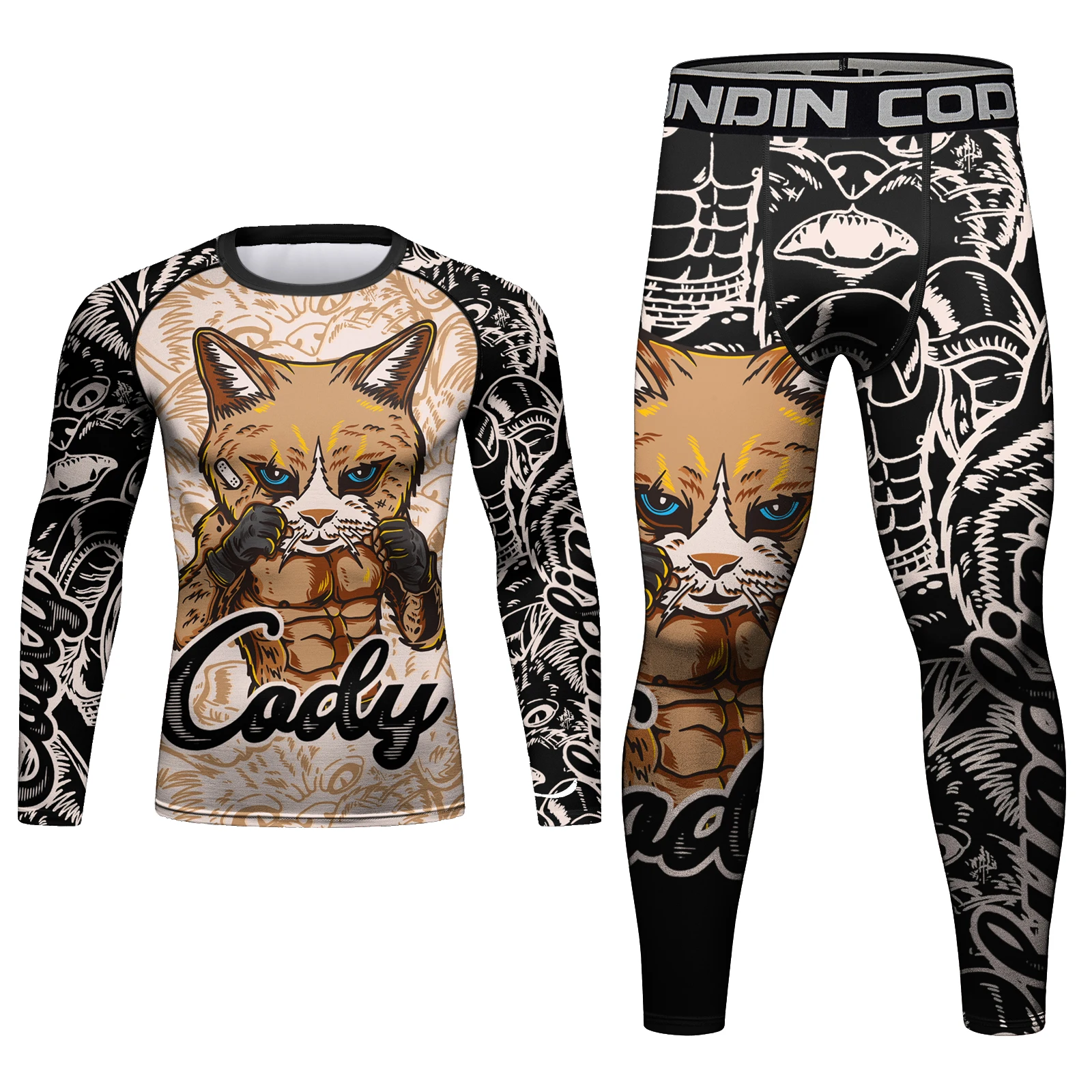 Cody Lundin Adult Men Anti-Shrink Grappling Free Combat Workout Athletic Clothing High Quality Printing Jiu jitsu MMA Rash Guard