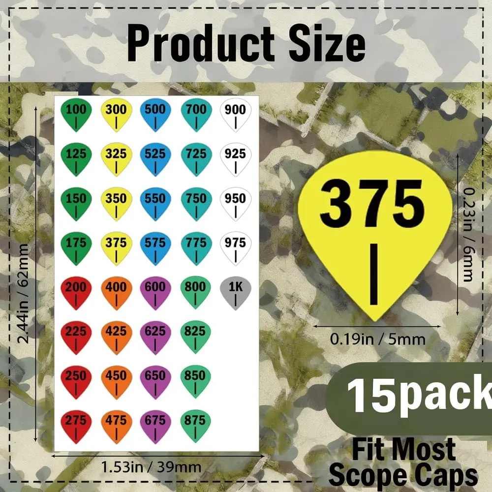 15 Scope Stickers Scope Dope Stickers - Precision Adjustment Stickers for Outdoor Sports,Use with Dope Card,Turret Tags