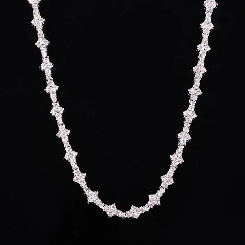 

S925 Sterling Silver Moissanite Thin Crosses Tennis Link Chain Necklace for Women Men Hip Hop Bling Ice Out Rapper Jewelry