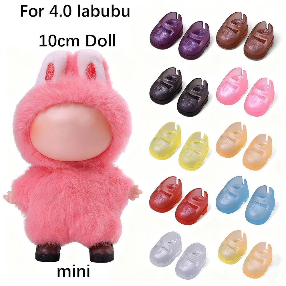 

Mini Doll Shoes For Labubu 4.0 Transparent Crystal Shoes The Monsters Pin for Love Series Decor Doll Clothes Outfit Accessories