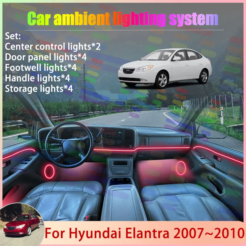 

For Hyundai Elantra 2007~2010 HD MK4 4th Avante 2/18 in 1 Car Atmosphere Light Lamp RGB Shade Ensemble Streamer Atmosphere Set