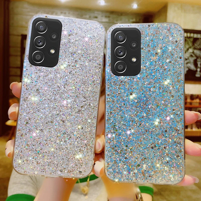 For Samsung Galaxy A12 A32 A52 A52S A72 A13 A23 A50 A51 A71 A11 A21S A31 A20 A33 A22 A10S Shiny Glitter Silicone Soft Back Case