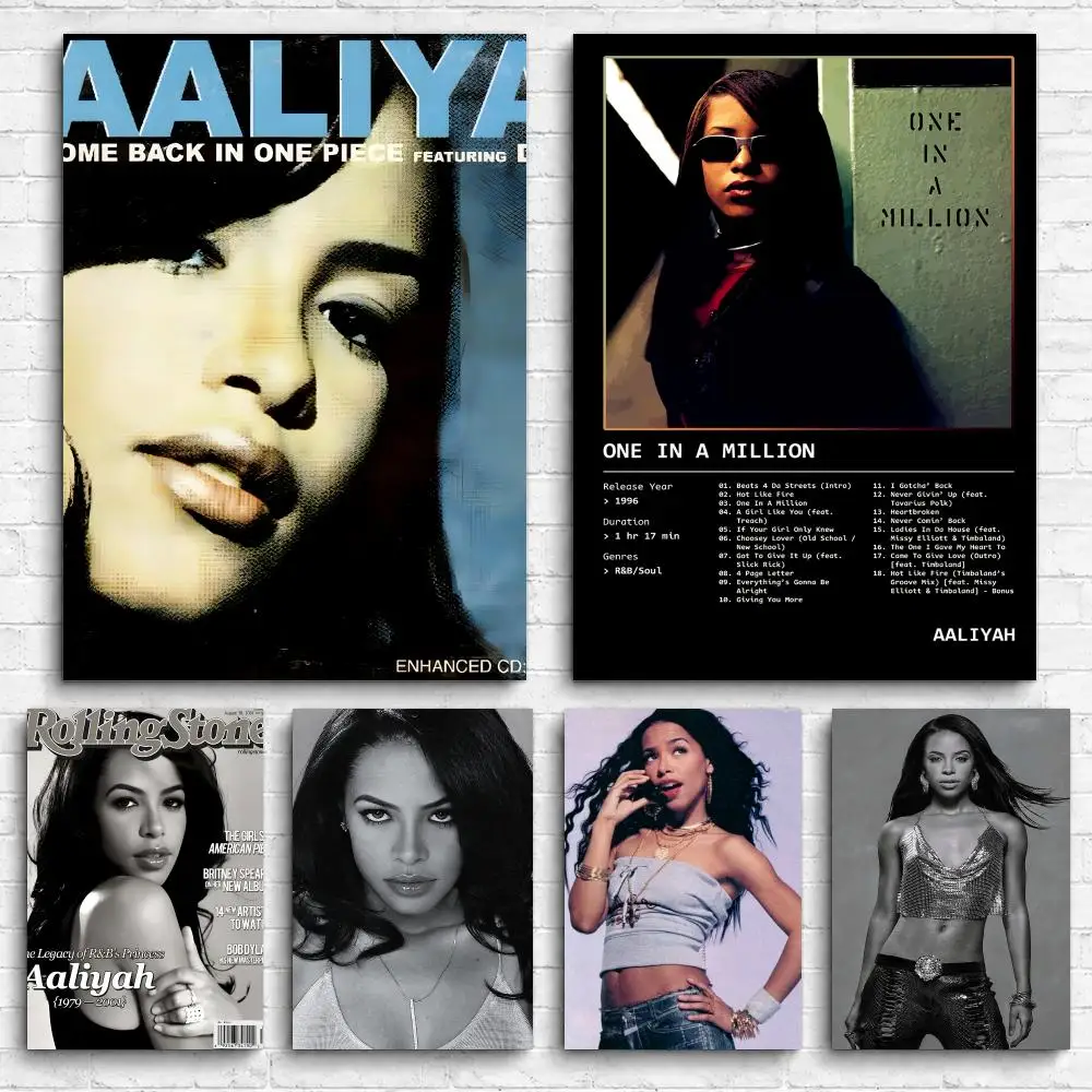 Singer Album A_Aaliyah Framed Wall Painting Canvas Poster Ready to Hang Wall Art for Bedroom Living Room Home Decor Gift