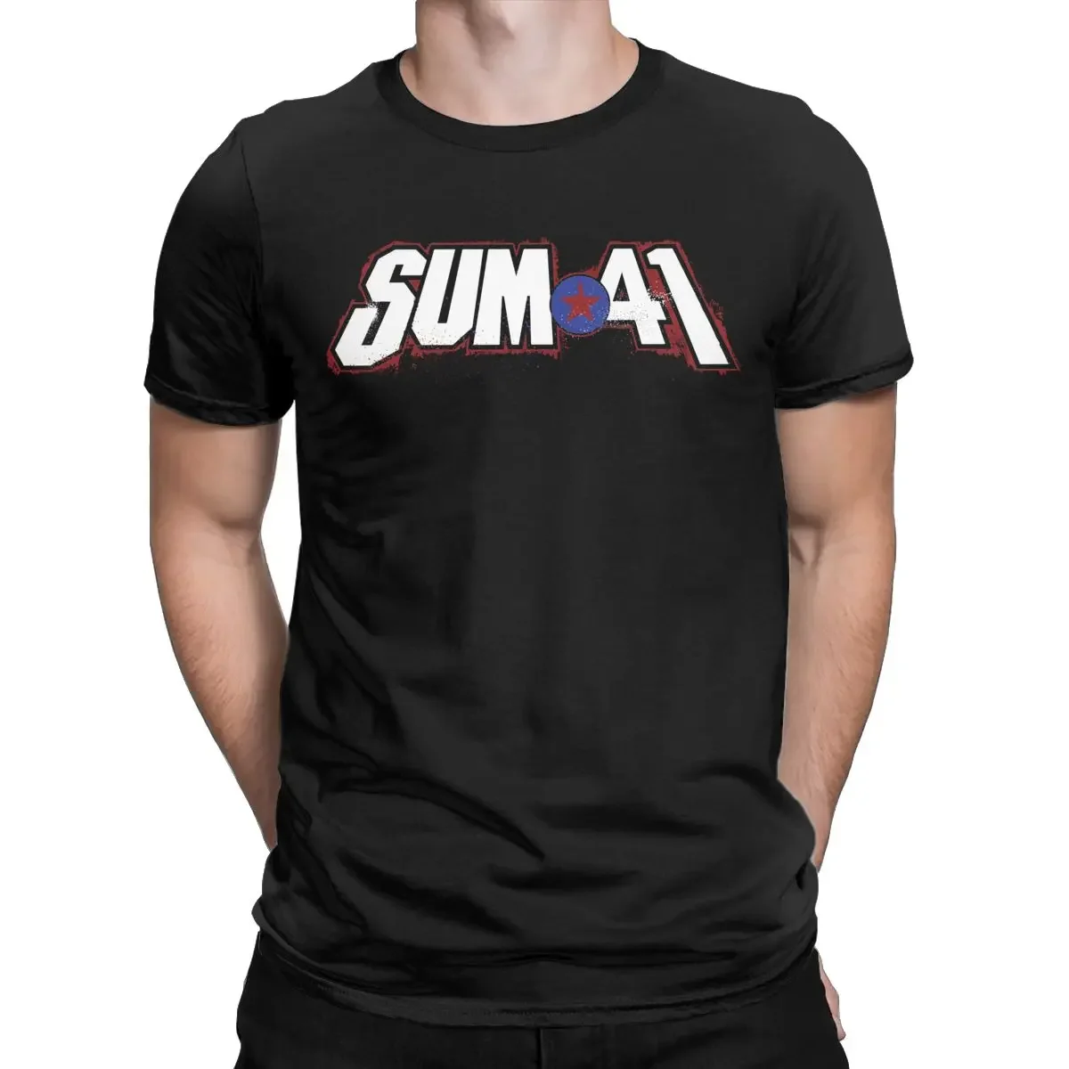 T-shirt manches courtes col rond homme, humoristique, pur coton, punk, taille, Sum 41 Band, SUM41