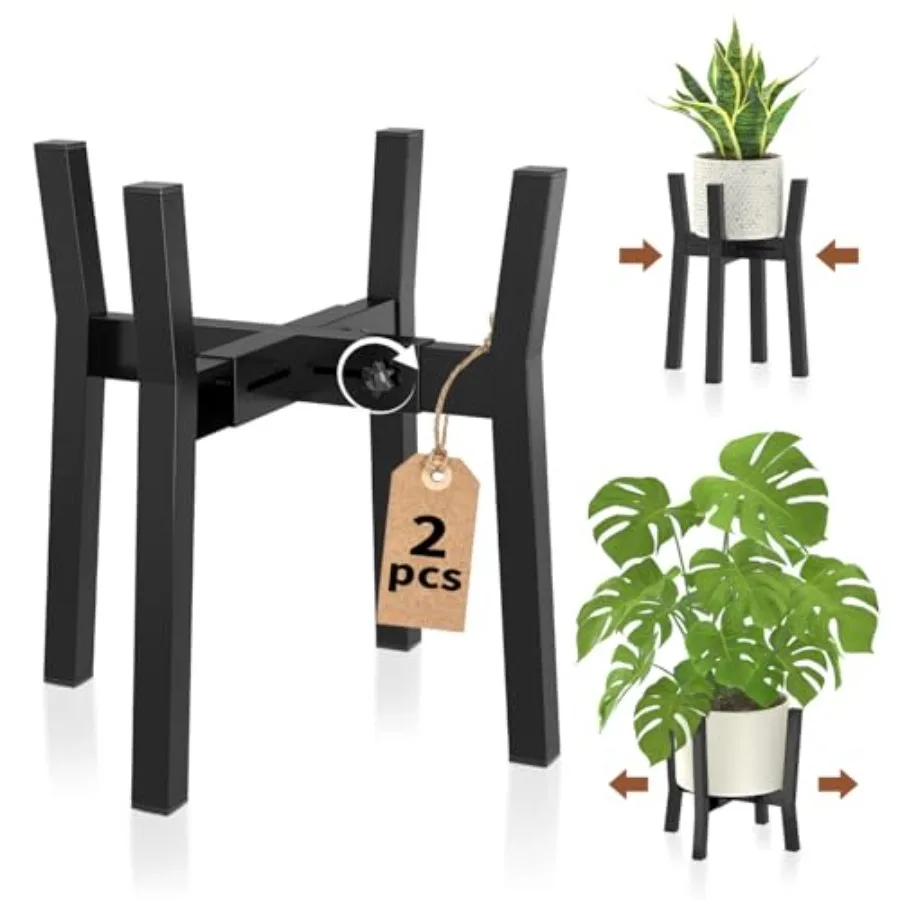 

Черная регулируемая подставка для растений для больших уличных и комнатных кашпо, сверхпрочная металлическая напольная подставка для папоротников, подходит для горшков от 8 до 12 дюймов