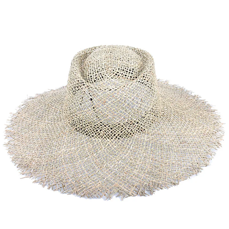 Natural Grasses Panama Beach Sun Hat Woman Summer Straw Hat Travel Wide Brim UV Visors Protection Elegant Ladies Sunhat Cap