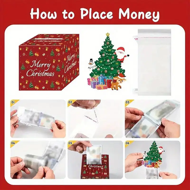 Christmas Cash Gift Box With Card Funny Pumping Money Boxes Creative Merry Christmas Gifts For Men Women Festive Parties