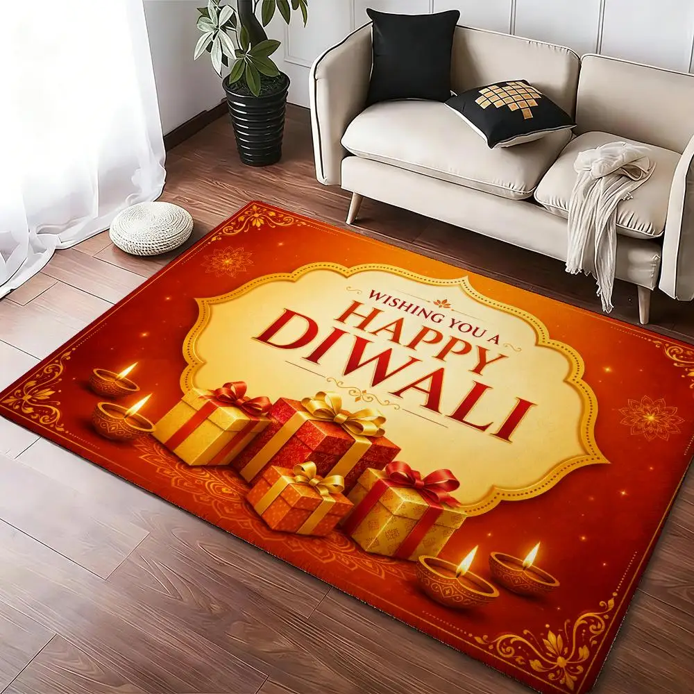Diwali Gift Box Decoration Floor Mat Soft Thickened Absorbent Non-Slip Bedroom Living Room Door Mat Home Decor Flannel Rugs