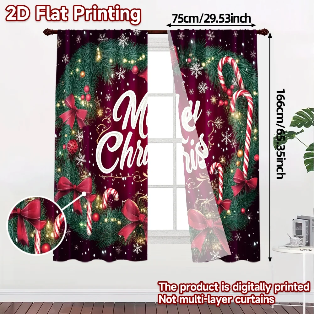 2pcs,Curtains Christmas party7 Popular Curtains&Drapes Versatile Fabric Curtains Holiday Ldeal for Living Room & Kitchen Decor