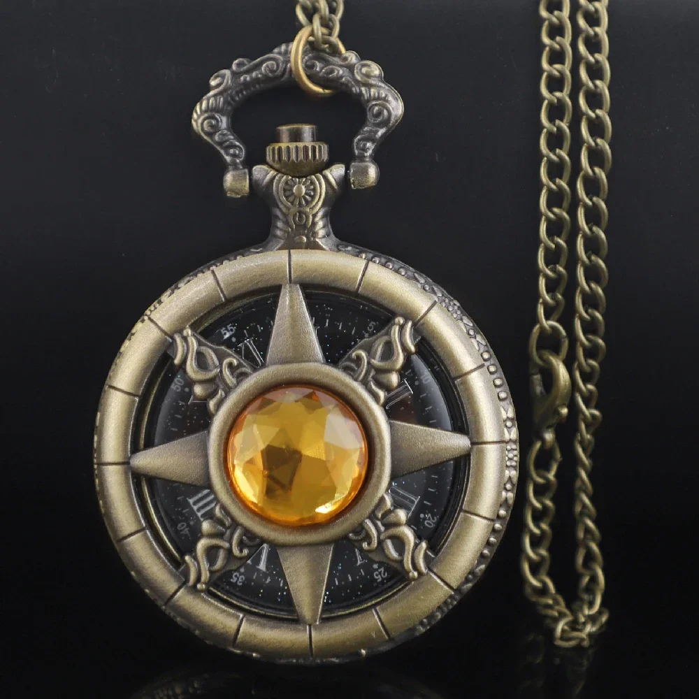 خمر الجوف ماجيك الأحجار الكريمة البرونزية ساعة الجيب الكوارتز سلسلة قلادة ساعة قلادة الساعات للنساء الفتيات هدايا فريدة من نوعها