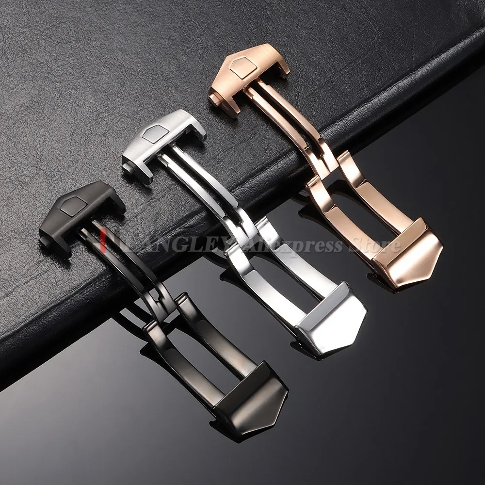 태그호이어 스트랩용 시계 버클 스테인리스 스틸 폴딩 클라스프 18mm 20mm 가죽 실리콘 시계줄용 더블 버튼 액세서리