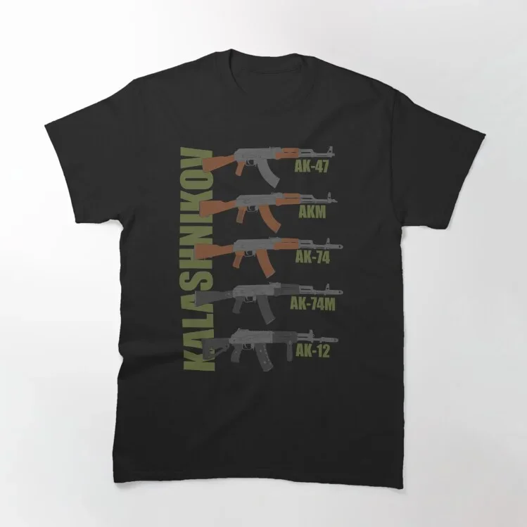 Generation of Kalashnikov Assault Rifles Classic AK Guns T-Shirt 100% Cotton O-Neck Short Sleeve Casual Mens T-shirt Size S-3XL